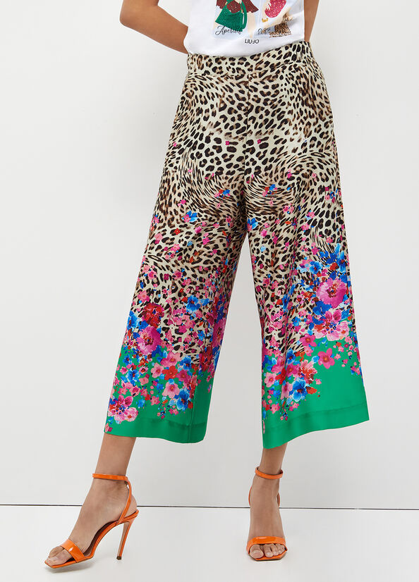 Green Women's Liu Jo Printed Palazzo Pants | VUP-362580