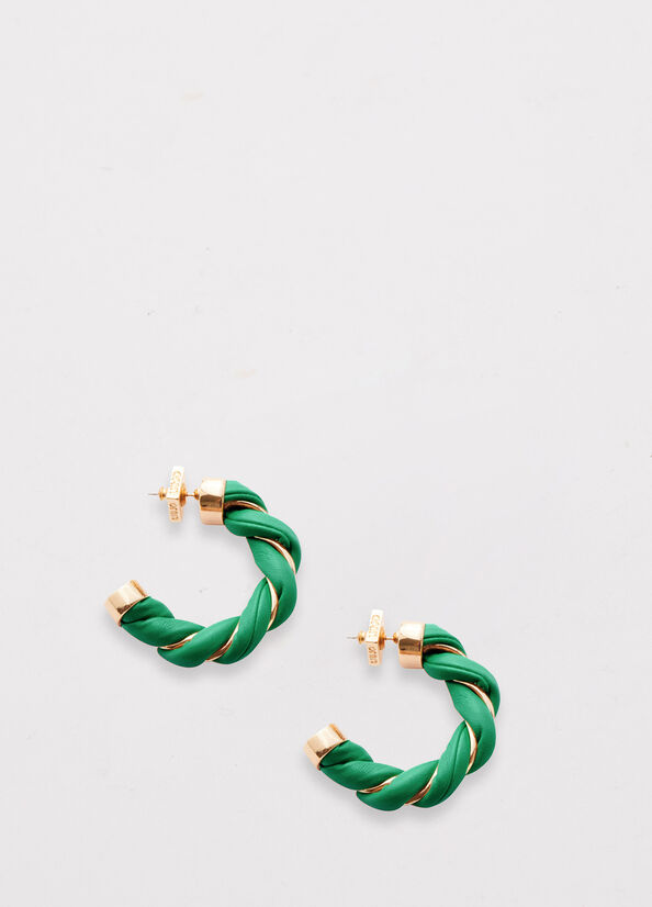 Green Women's Liu Jo Torchon Effect Hoop Earrings Jewelry | MDS-541870