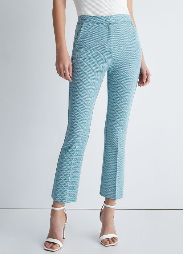 Light Blue Women's Liu Jo Jacquard Pants | PLR-278340