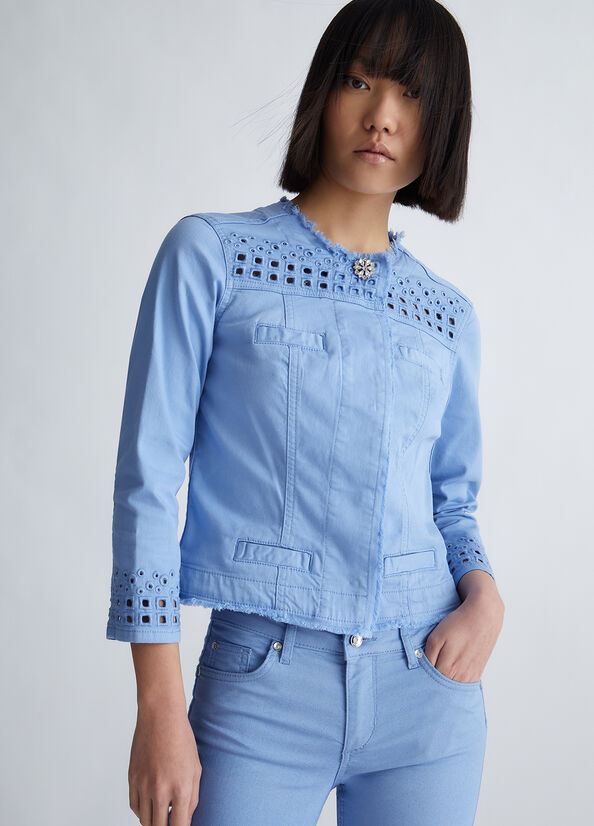 Light Blue Women's Liu Jo With Embroidery Jackets | NUZ-475269