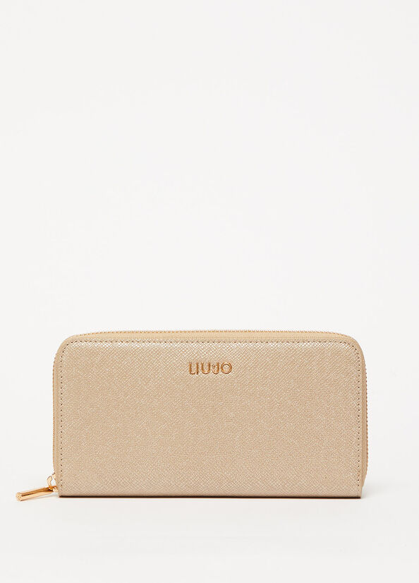 Light Gold Women's Liu Jo Large Zip-Around Wallets | QHE-856279