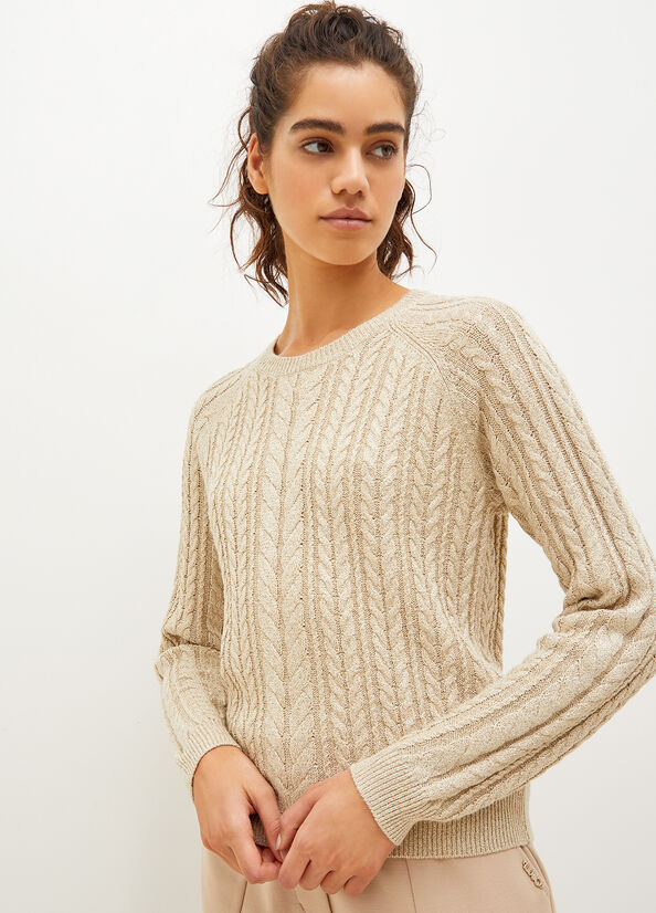 Light Gold Women's Liu Jo Lurex® Sweaters | OMU-276583