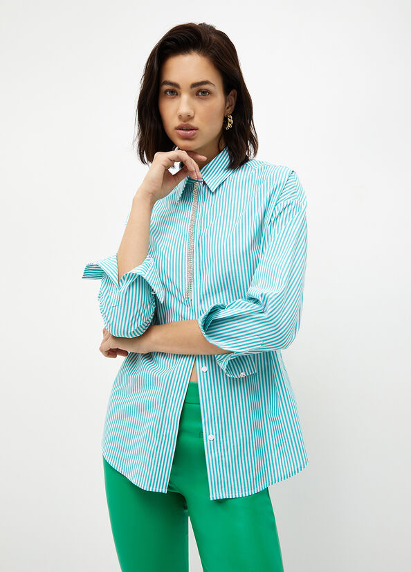 Mint Women's Liu Jo Striped Poplin Shirts | HQV-745360