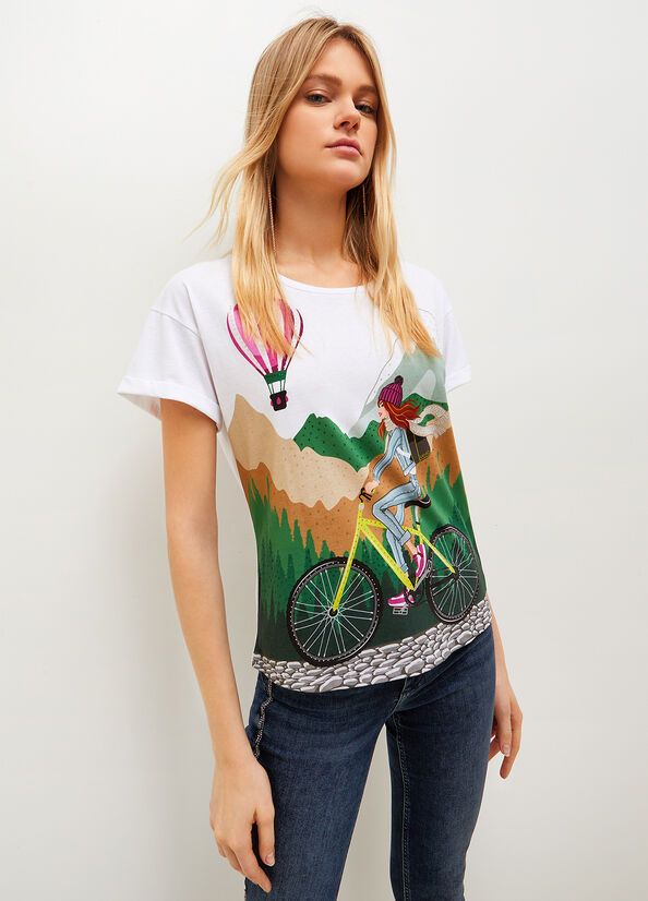 Multicolor Women's Liu Jo With Deux Alpes Print T Shirts | WSO-620871