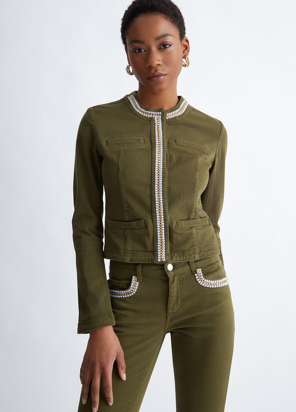 Olive Women's Liu Jo Stretch Drill Jackets | NXB-503216