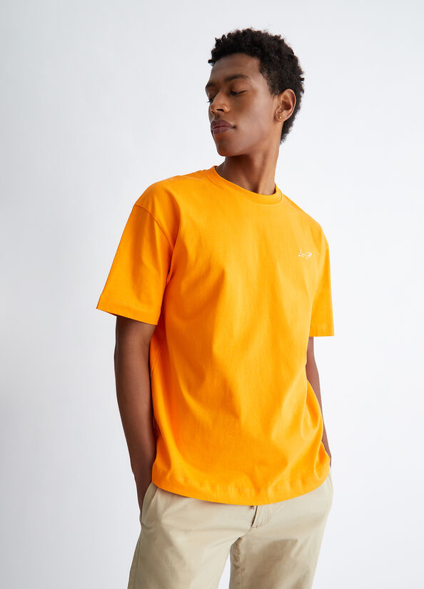 Orange Men's Liu Jo With Logo T Shirts | XYJ-985420