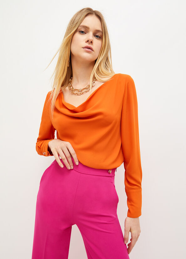 Orange Women's Liu Jo Eco-Friendly Georgette Blouse Shirts | EKN-182063