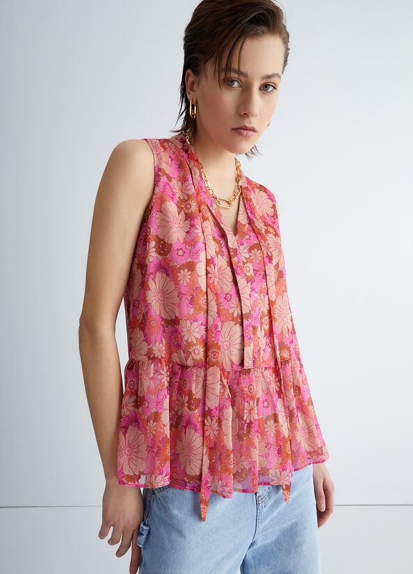 Pink Women's Liu Jo Floral Tops | ZFQ-176805