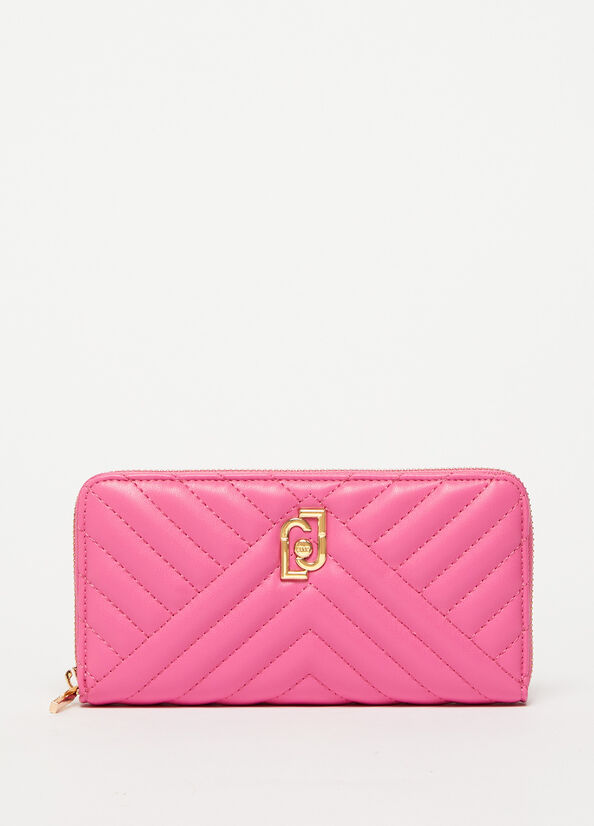 Pink Women's Liu Jo Large Eco-Friendly Quilted Wallets | XYU-680371