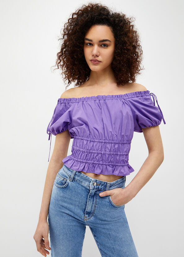 Purple Women's Liu Jo Poplin Blouse Shirts | OLJ-825734