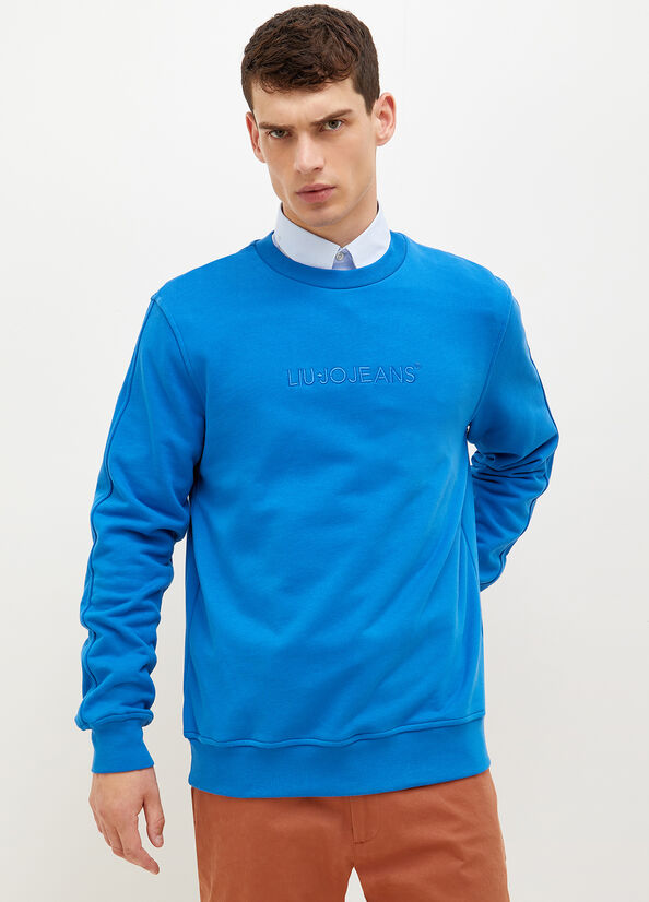 Royal Blue Men's Liu Jo With Logo Sweaters | HRL-769158