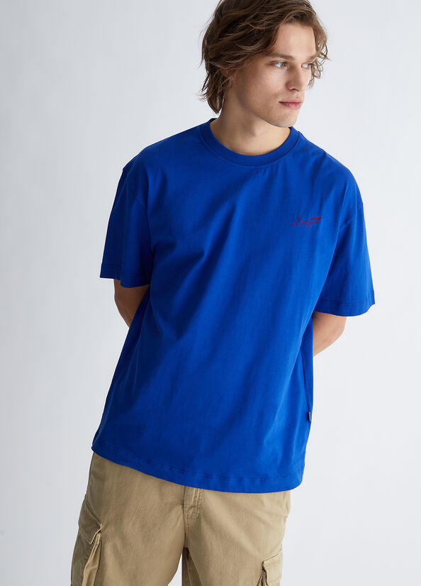 Royal Blue Men's Liu Jo With Logo T Shirts | FOW-203864