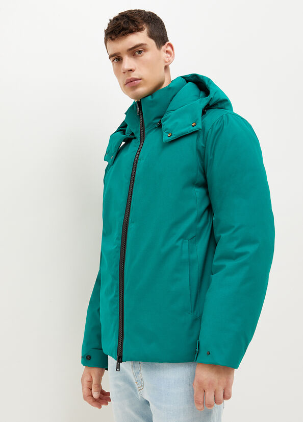 Turquoise Men's Liu Jo Padded With Hood Jackets | KOS-423679