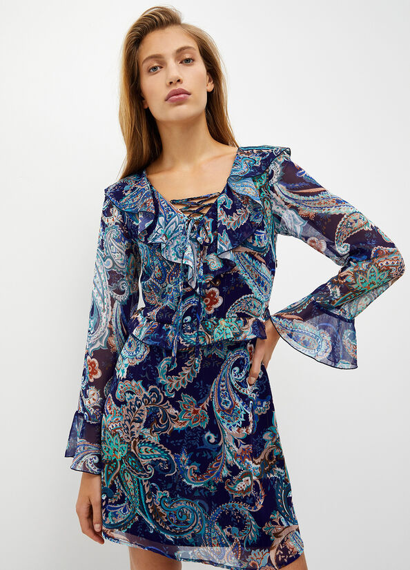 Turquoise Women's Liu Jo Paisley-Print Dress | UKY-410982