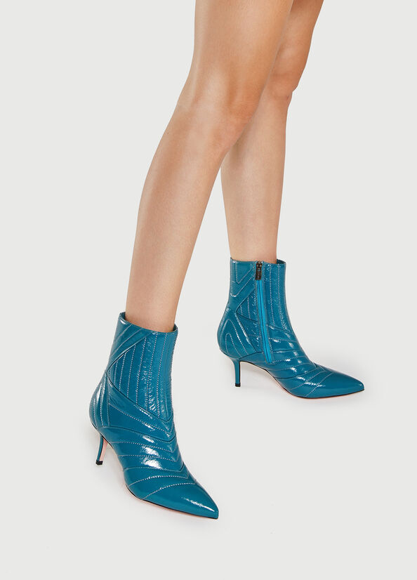 Turquoise Women's Liu Jo Quilted With Heel Ankle Boots | CKH-217839