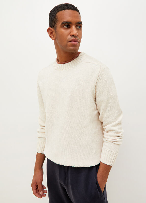 White Men's Liu Jo Chenille Sweaters | CNF-531086