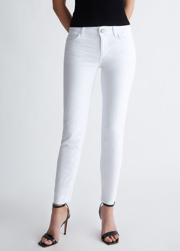 White Women's Liu Jo Bottom Up Skinny Jeans | OEH-172890