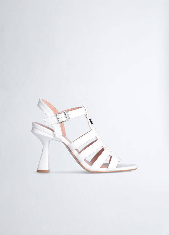 White Women's Liu Jo Patent Leather Heeled Sandals | XMA-908243