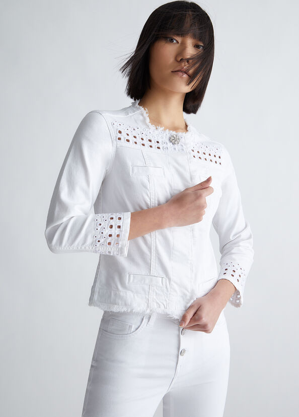 White Women's Liu Jo With Embroidery Jackets | VMB-269743