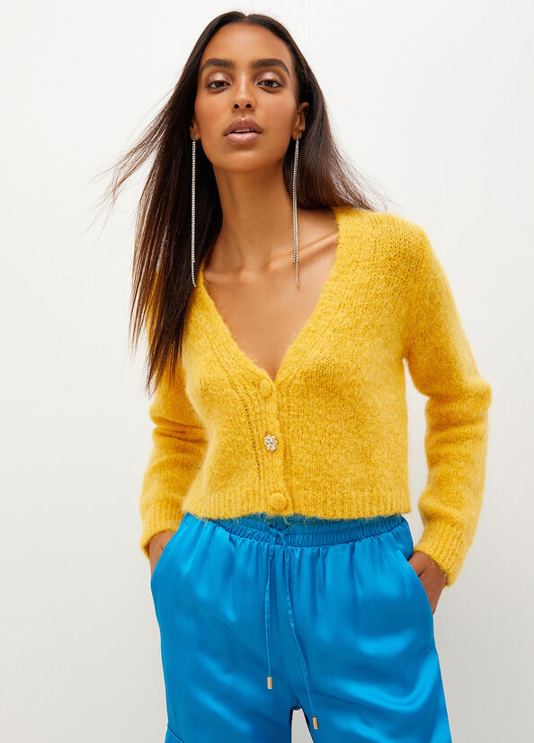 Yellow Women's Liu Jo Mohair Cardigan Sweaters | TGQ-894260